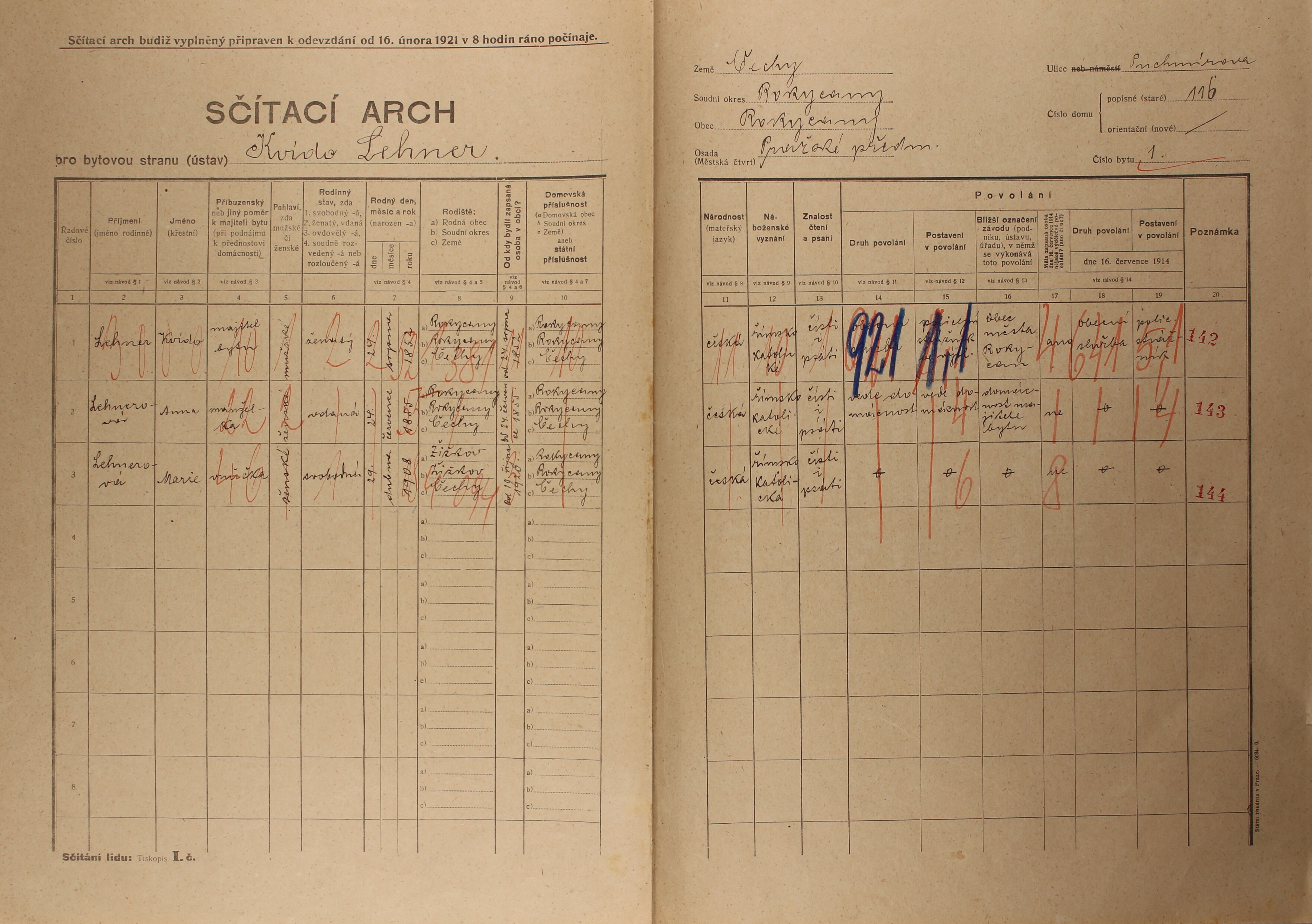 4. soap-ro_00002_census-1921-rokycany-prazske-predmesti-cp116_0040