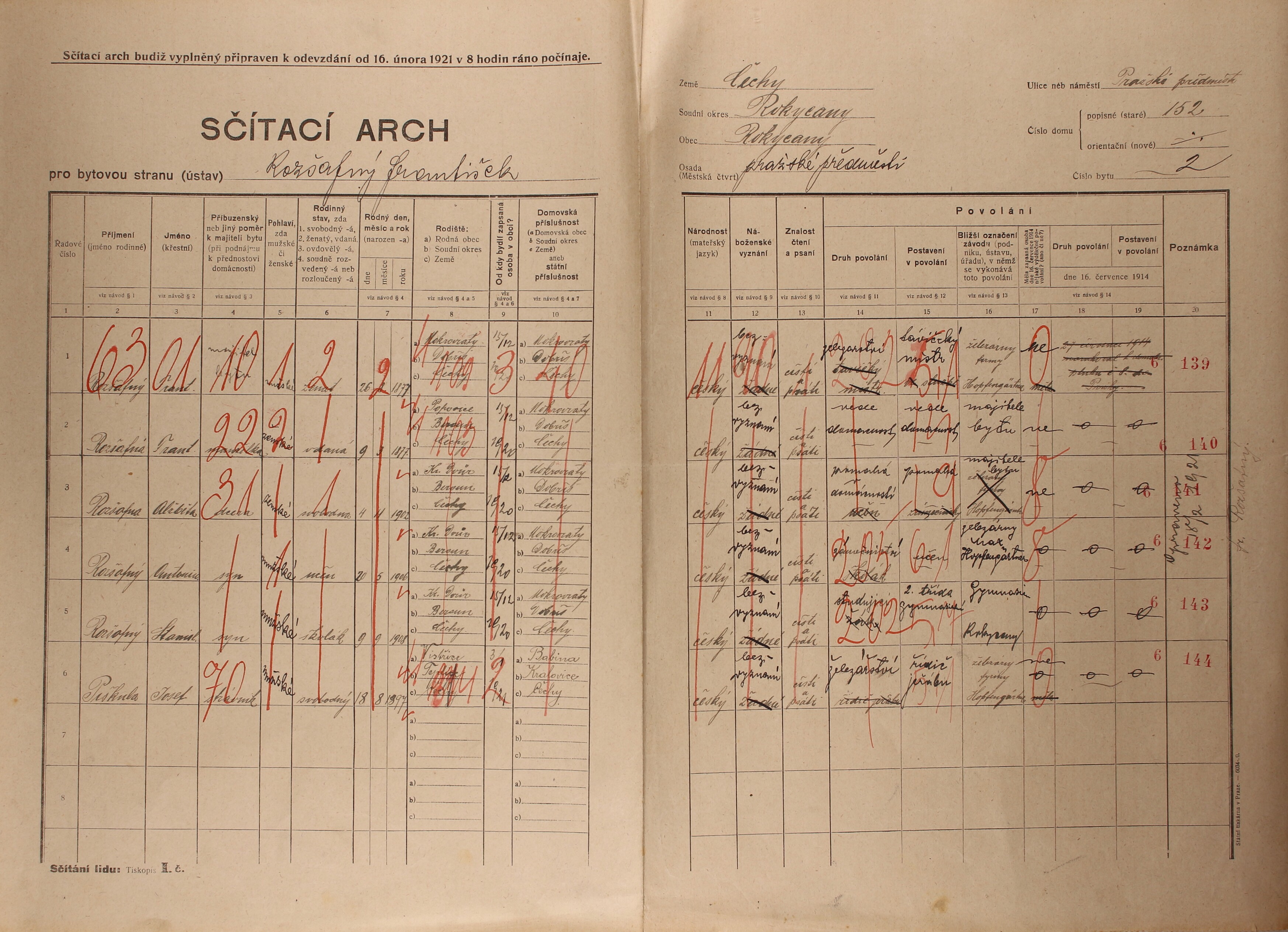 4. soap-ro_00002_census-1921-rokycany-prazske-predmesti-cp152_0040