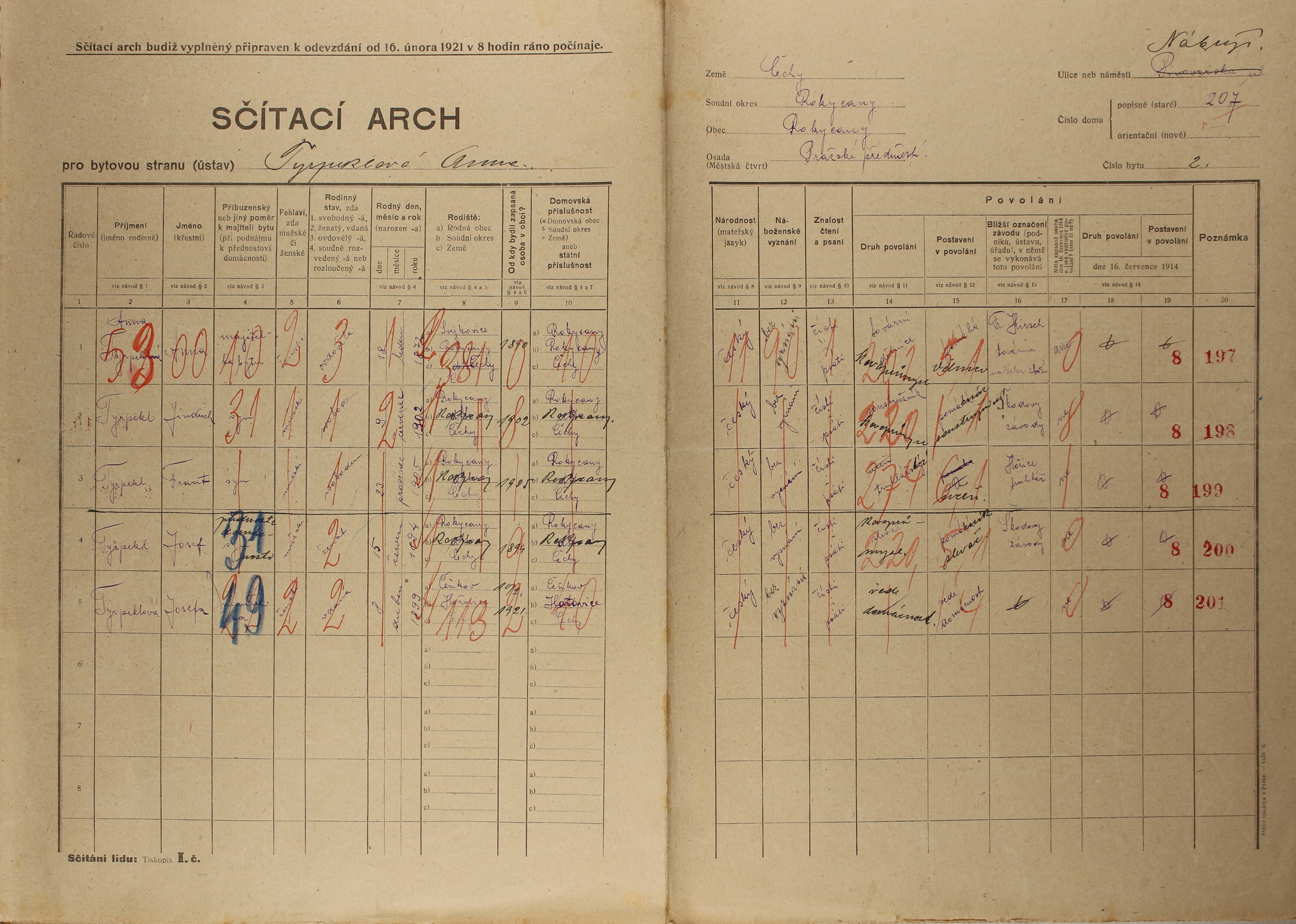 4. soap-ro_00002_census-1921-rokycany-prazske-predmesti-cp207_0040