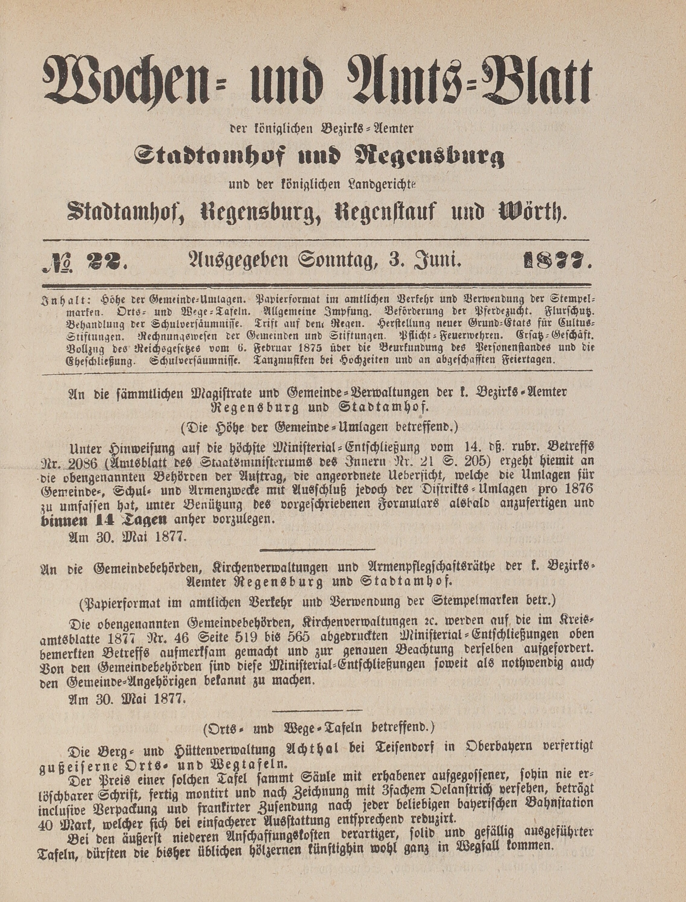 1. amtsblatt-stadtamhof-regensburg-1877-06-03-n22_1220